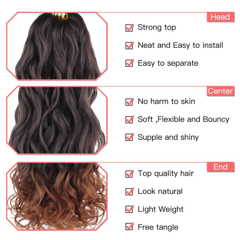 Xtrend French Curly Braiding Hair - 8 Packs, 18 Inch, Synthetic, Yaki Texture, Bouncy, Loose Wavy, T30# - Image 3